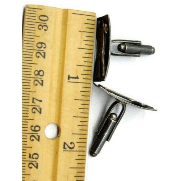 Vintage Peruvian 18K 925 Gold Inca Iconographic Bird Fish Cufflinks- 11.43g - Picture 7 of 11